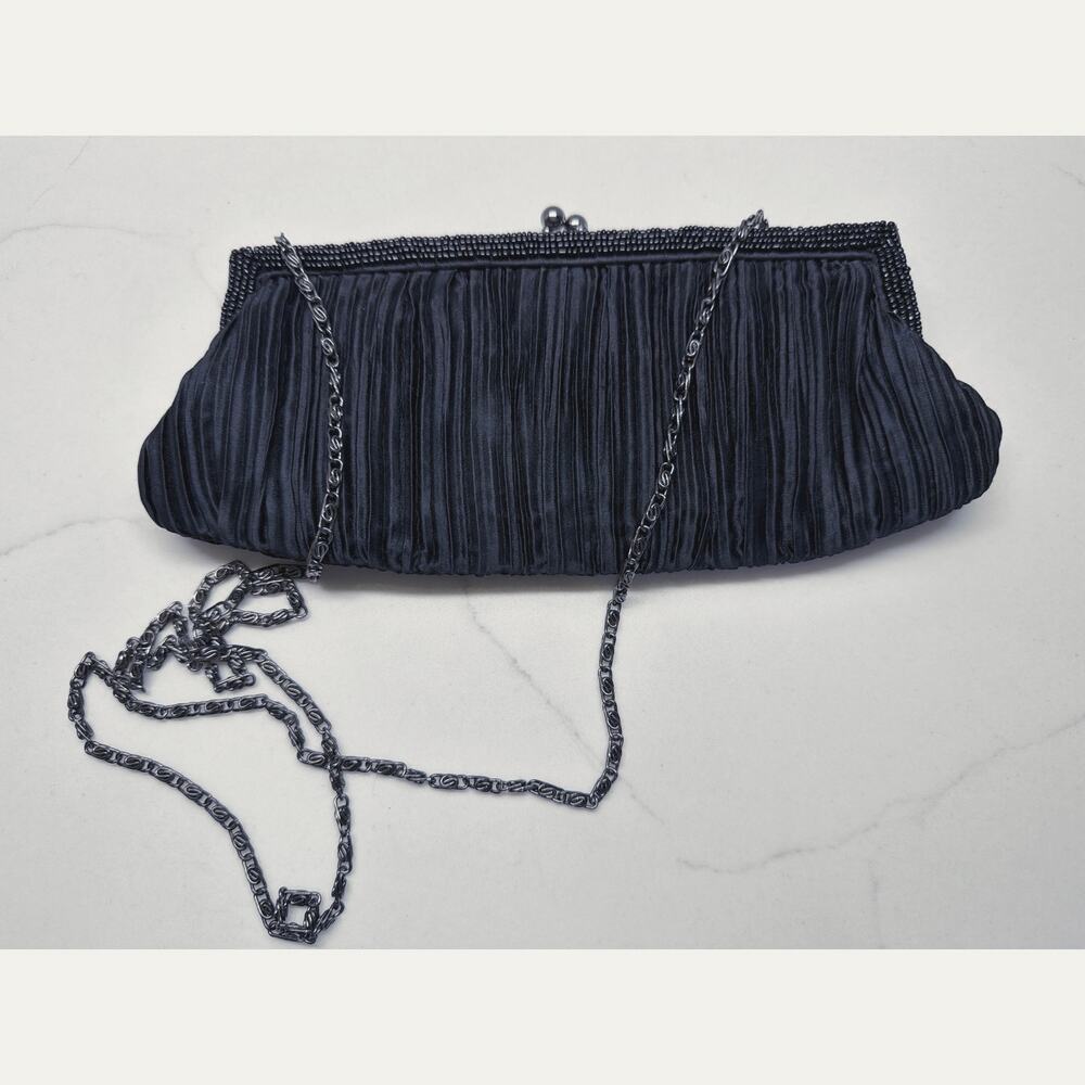 Vintage Carlo Fellini Nevaeh Evening Black Beaded Bag Clutch Purse